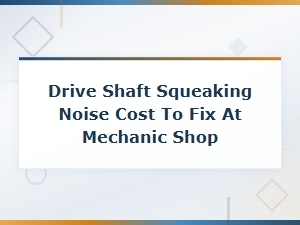 Drive Shaft Squeaking Noise: Repair Cost at a Mechanic Shop
